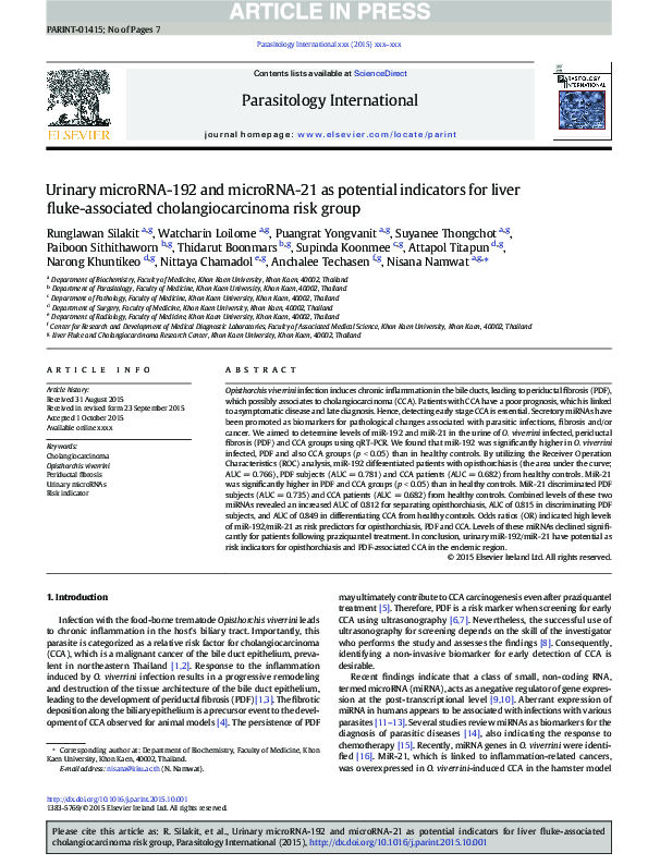 (PDF) Urinary microRNA-192 and microRNA-21 as potential indicators for ...
