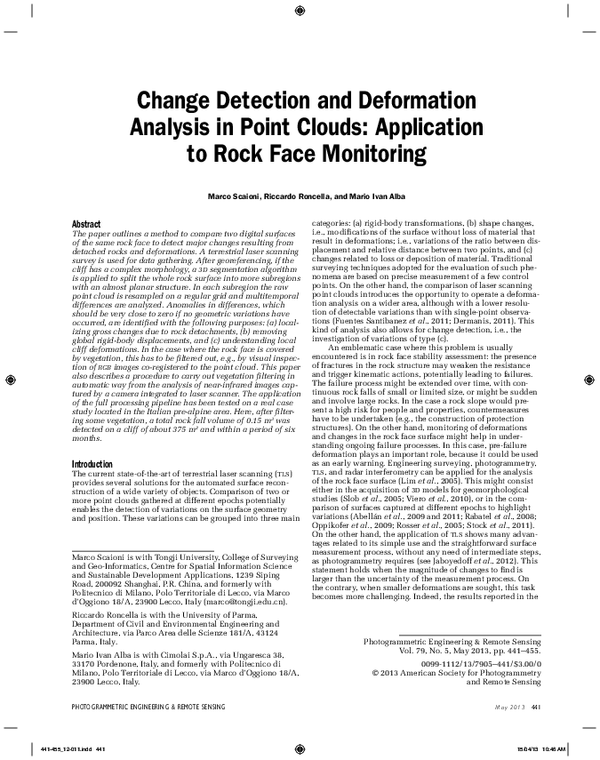 (PDF) Change Detection and Deformation Analysis in Point Clouds