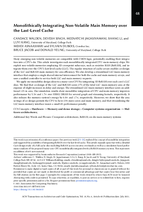 (PDF) Monolithically Integrating Non-Volatile Main Memory over the Last ...