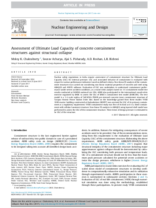 (PDF) Assessment of Ultimate Load Capacity of concrete containment ...