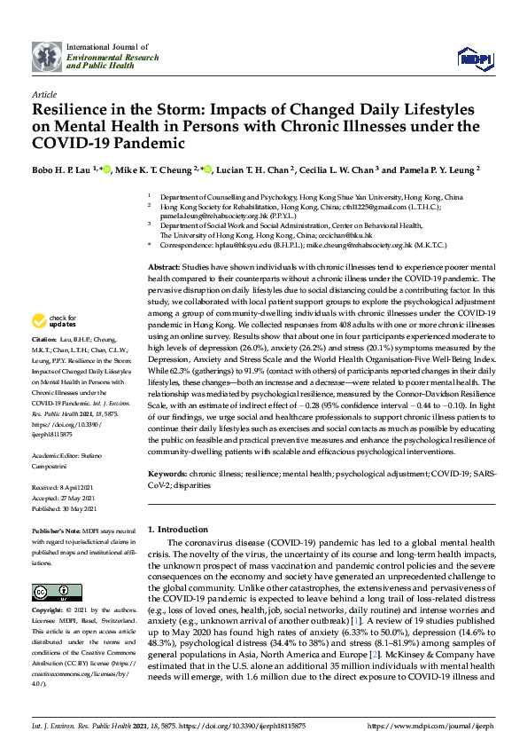 (PDF) Resilience in the Storm: Impacts of Changed Daily Lifestyles on ...