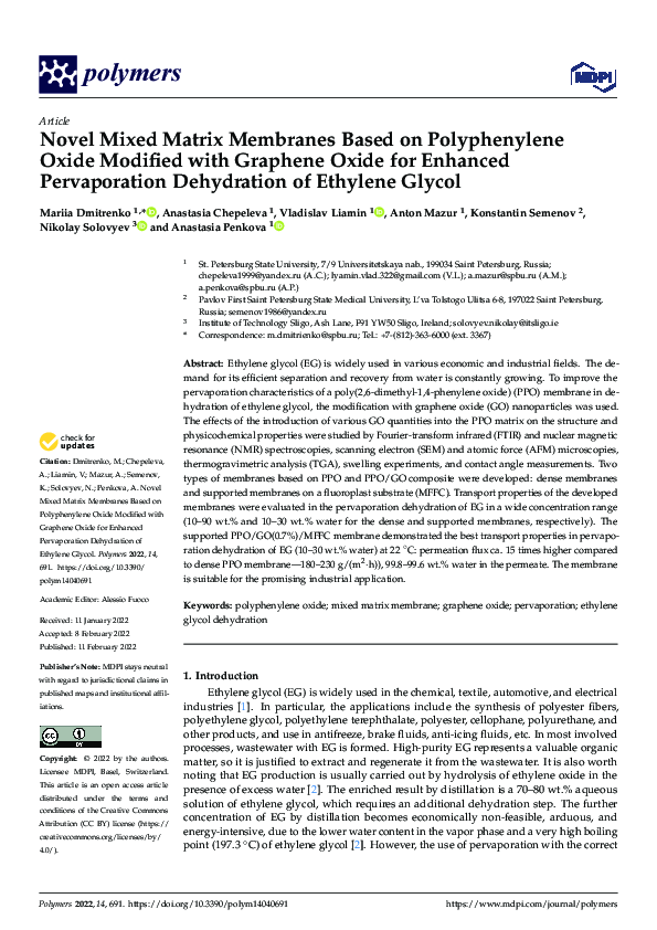 (PDF) Novel Mixed Matrix Membranes Based on Polyphenylene Oxide ...