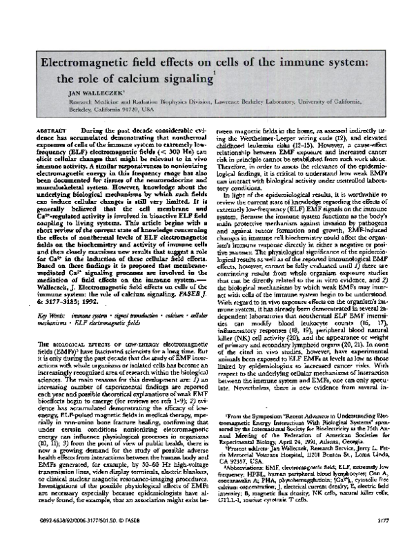 (PDF) Electromagnetic field effects on cells of the immune system: the ...