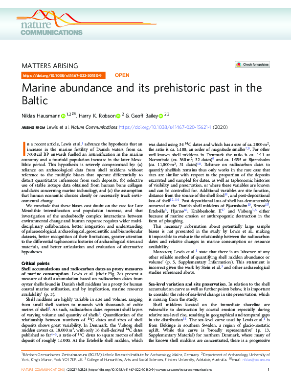 (PDF) Marine abundance and its prehistoric past in the Baltic
