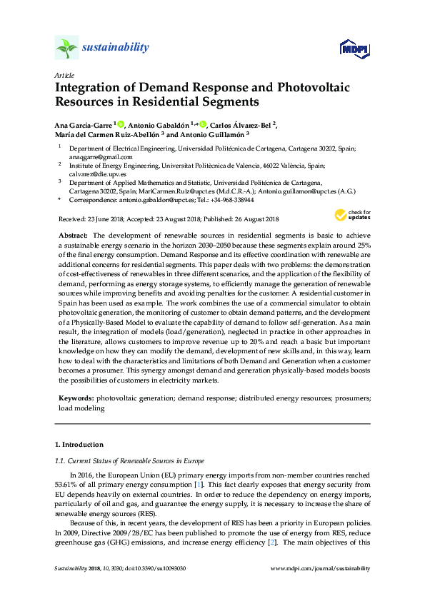 (PDF) Integration of Demand Response and Photovoltaic Resources in ...