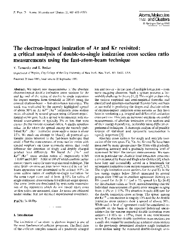 (PDF) The electron-impact ionization of Ar and Kr revisited: a critical ...
