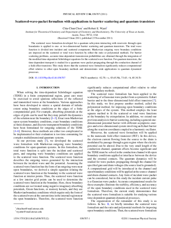 (PDF) Scattered-wave-packet formalism with applications to barrier ...
