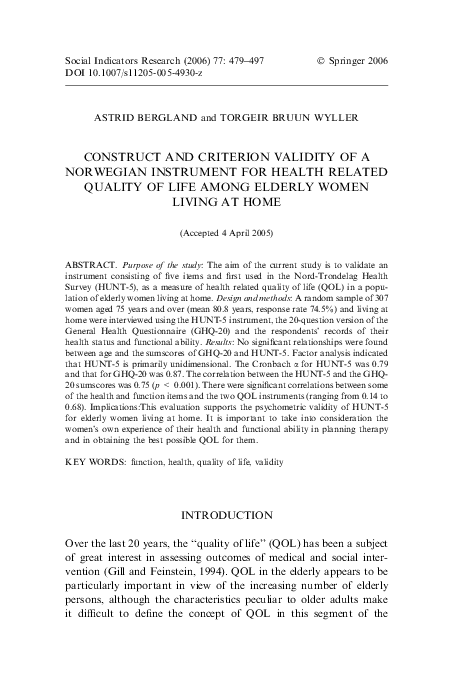 (PDF) Construct and Criterion Validity of a Norwegian Instrument for ...