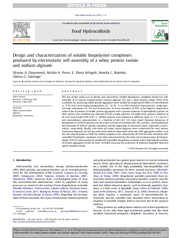 (PDF) Design and characterization of soluble biopolymer complexes ...