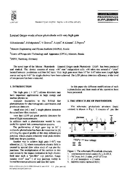 (PDF) Limited Geiger-mode silicon photodiode with very high gain