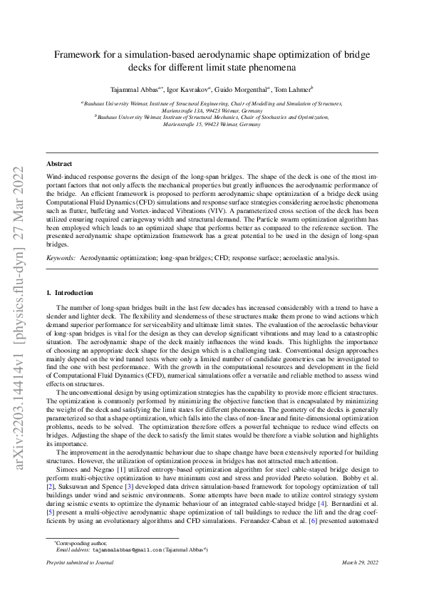 (PDF) Framework for a simulation-based aerodynamic shape optimization ...