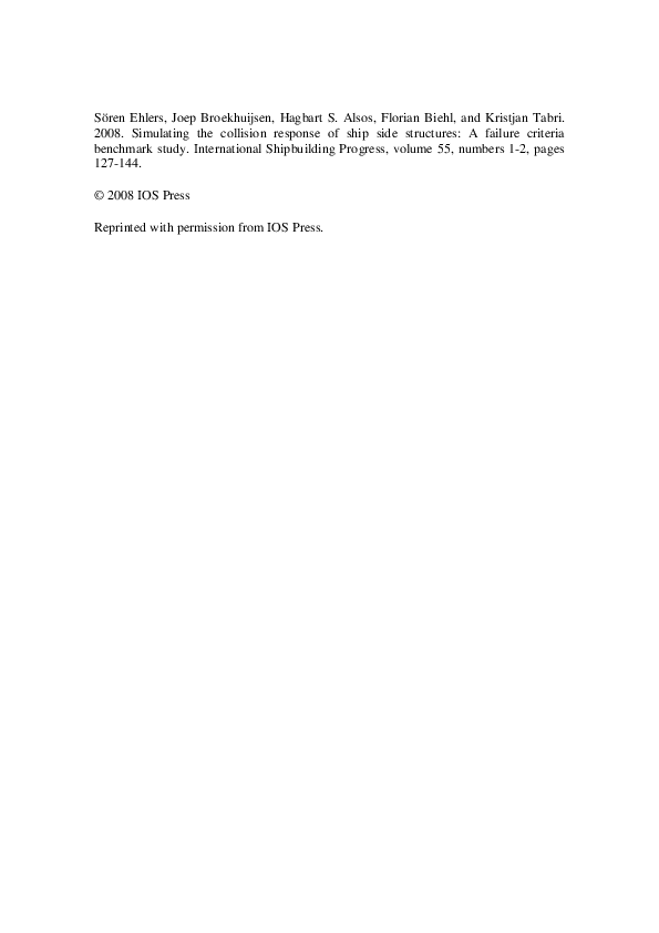 (PDF) Simulating the collision response of ship side structures: A ...