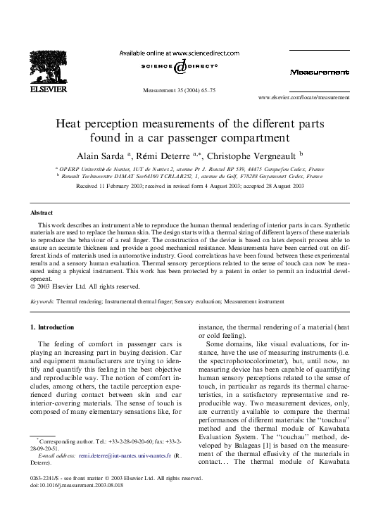 (PDF) Heat perception measurements of the different parts found in a ...