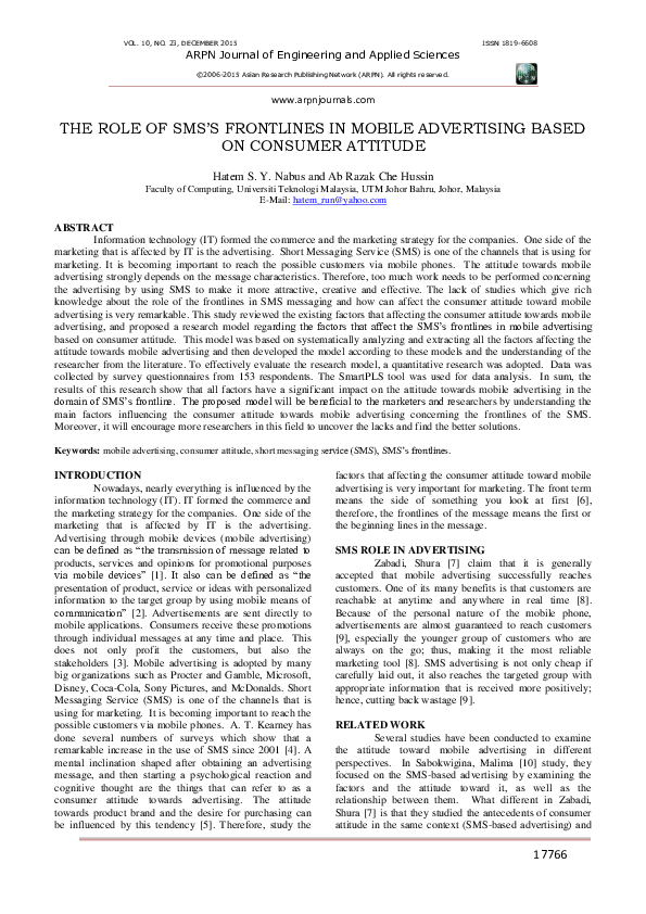 (PDF) The role of SMS's frontlines in mobile advertising based on ...