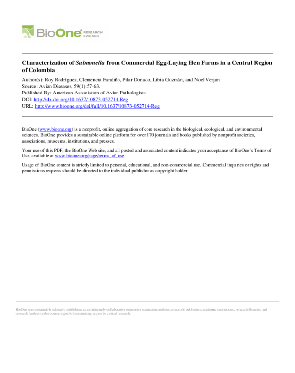 (PDF) Characterization of Salmonella from Commercial Egg-Laying Hen ...