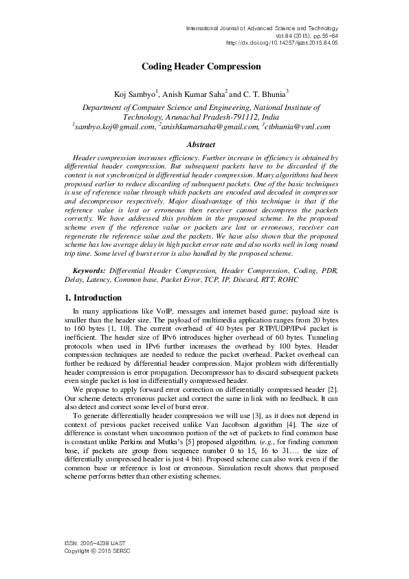 (PDF) Coding Header Compress