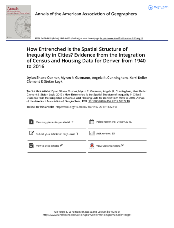 (PDF) How Entrenched Is the Spatial Structure of Inequality in Cities ...