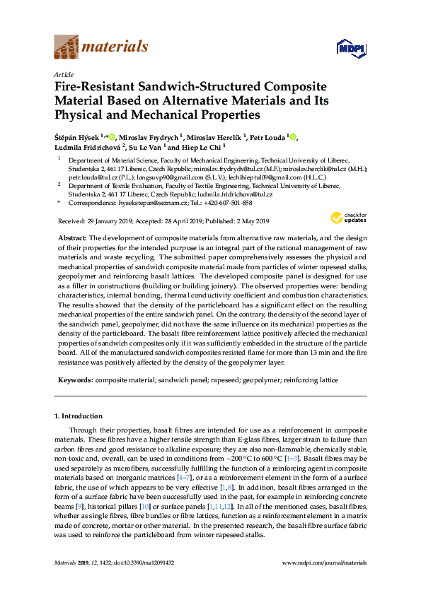 (PDF) Fire-Resistant Sandwich-Structured Composite Material Based on ...