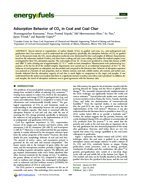 (PDF) Adsorption Behavior of CO2 in Coal and Coal Char
