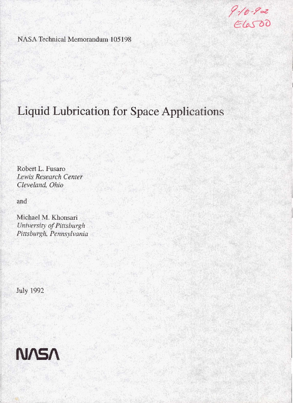 (PDF) Liquid lubrication for space applications Michael Khonsari