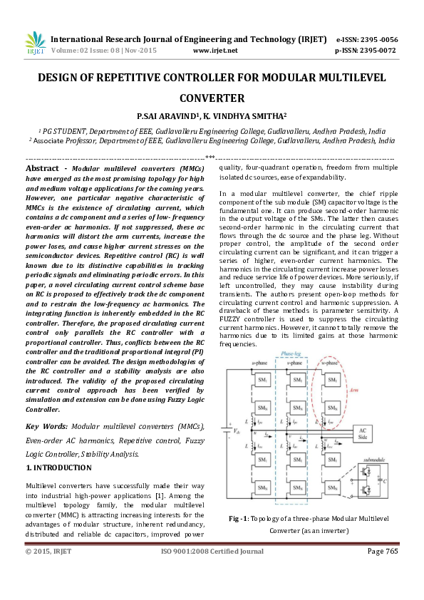 (PDF) Design of Repetitive Controller for Modular Multilevel Converter