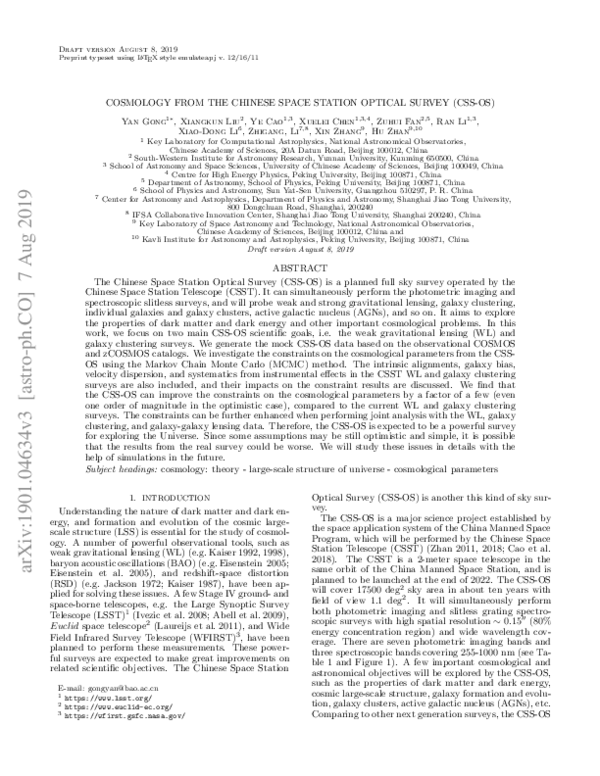 (PDF) Cosmology from the Chinese Space Station Optical Survey (CSS-OS)