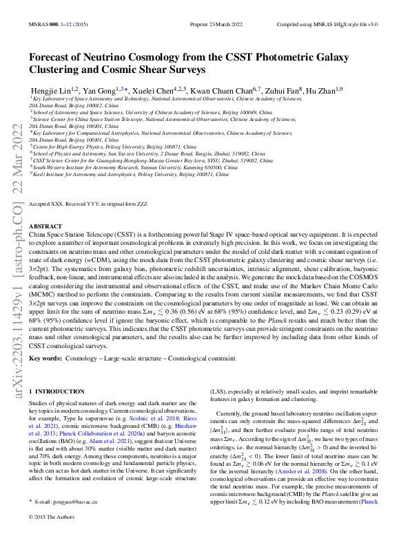 (PDF) CSST's Impact on Neutrino Mass Constraints