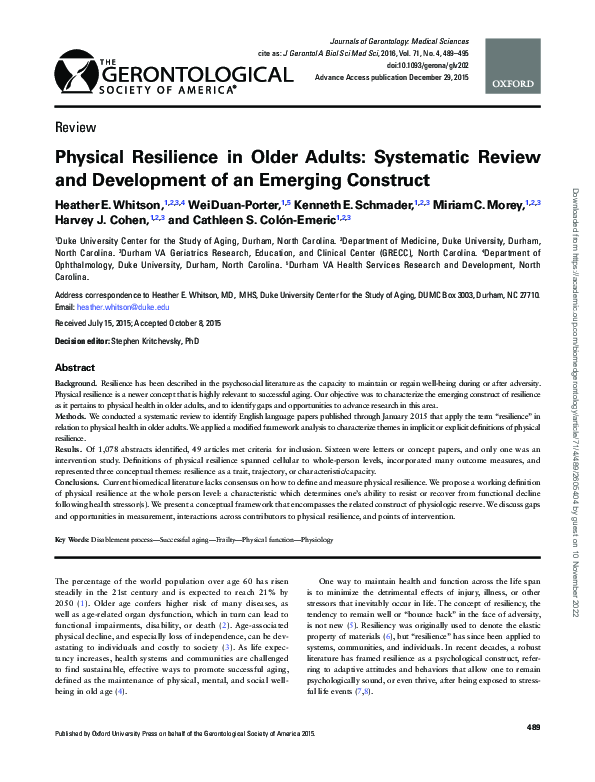 (PDF) Physical Resilience in Older Adults: Systematic Review and ...