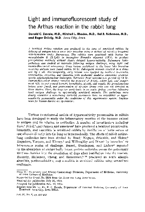 (PDF) Light and immunofluorescent study of the Arthus reaction in the ...