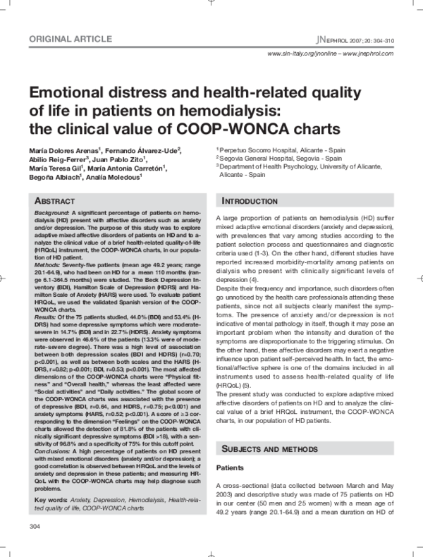 (PDF) Emotional distress and health-related quality of life in patients ...