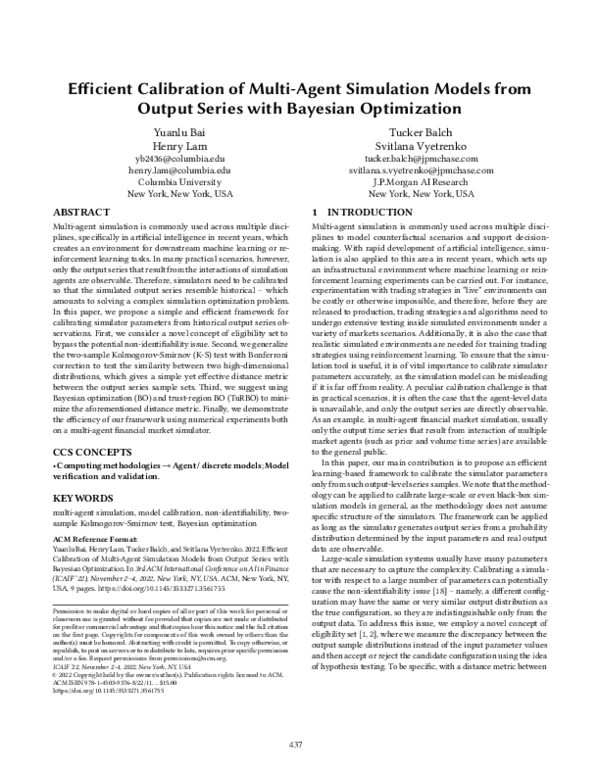 (PDF) Efficient Calibration of Multi-Agent Simulation Models from ...