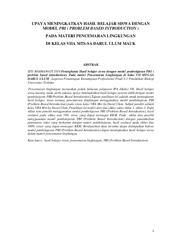 (PDF) UPAYA MENINGKATKAN HASIL BELAJAR SISWA DENGAN MODEL PBI ( PROBLEM ...