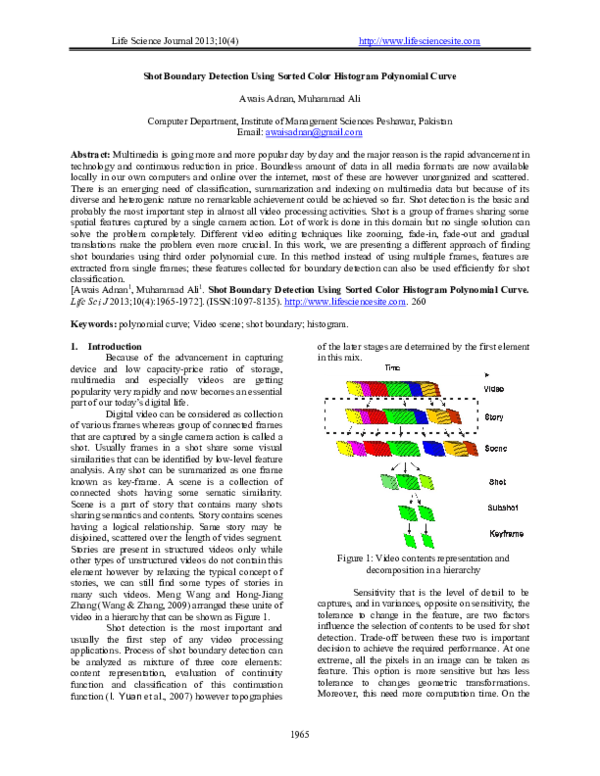 (PDF) Shot Boundary Detection Using Sorted Color Histogram Polynomial ...