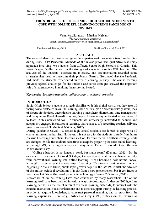 (PDF) The Struggles of the Senior High School Students to Cope with ...