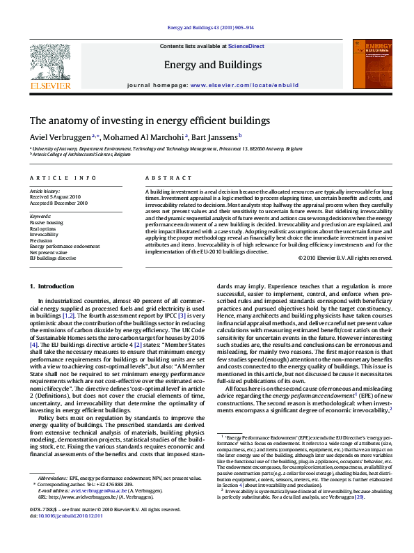 (PDF) The anatomy of investing in energy efficient buildings