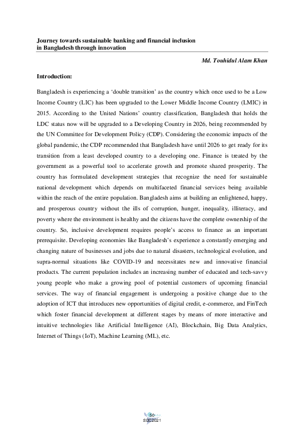 (PDF) Journey Towards Sustainable Banking and Financial Inclusion in ...