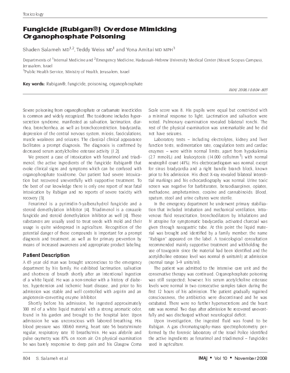 (PDF) Fungicide (Rubigan) overdose mimicking organophosphate poisoning