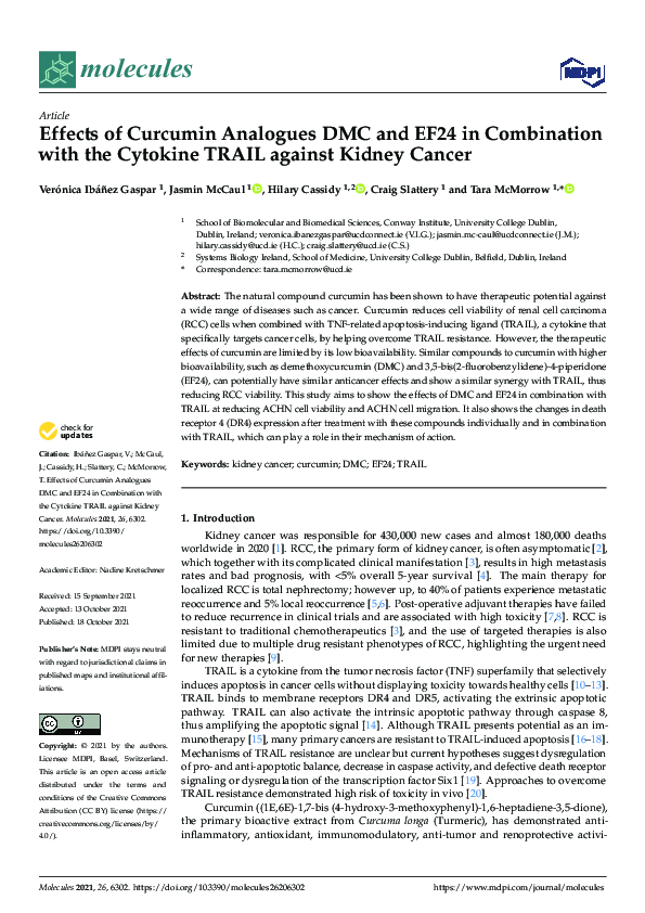 (PDF) Effects of Curcumin Analogues DMC and EF24 in Combination with ...