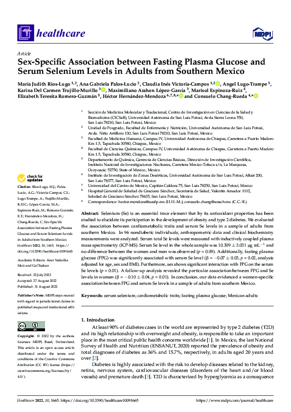 (PDF) Sex-Specific Association between Fasting Plasma Glucose and Serum ...
