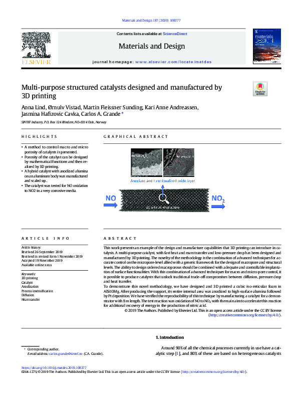 (PDF) Multi-purpose structured catalysts designed and manufactured by ...