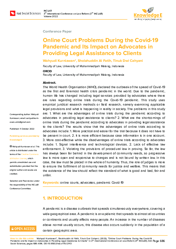 (PDF) Online Court Problems During the Covid-19 Pandemic and Its Impact ...
