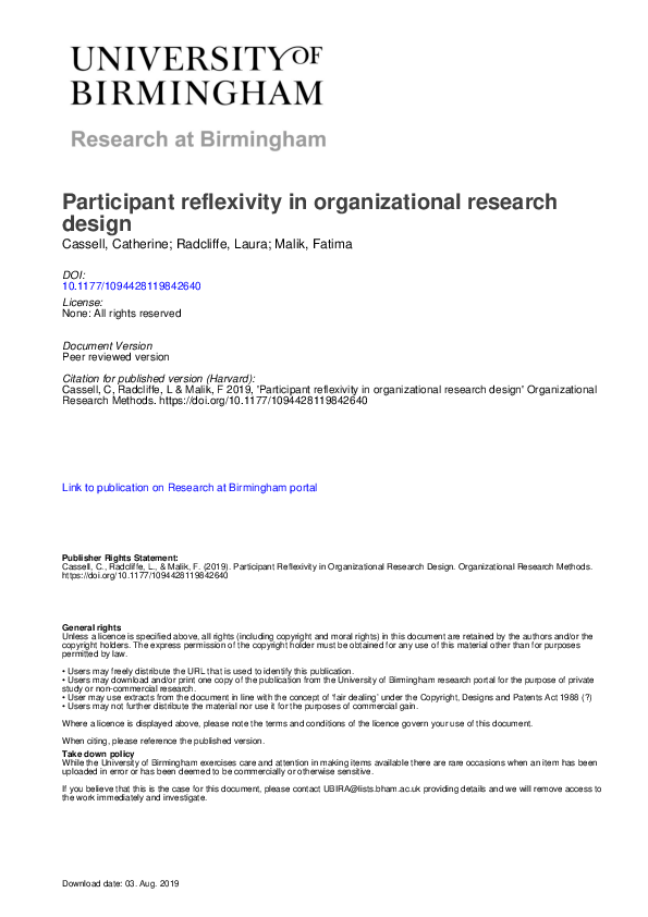 (PDF) Participant Reflexivity in Organizational Research Design