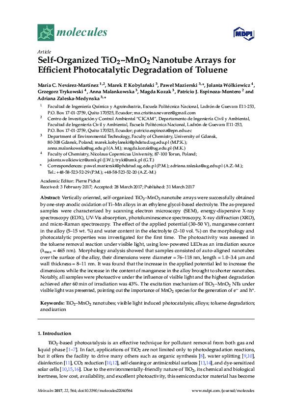 (PDF) Self-Organized TiO2–MnO2 Nanotube Arrays for Efficient ...