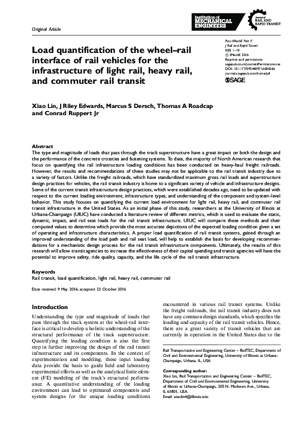 (PDF) Load quantification of the wheelrail interface of rail vehicles