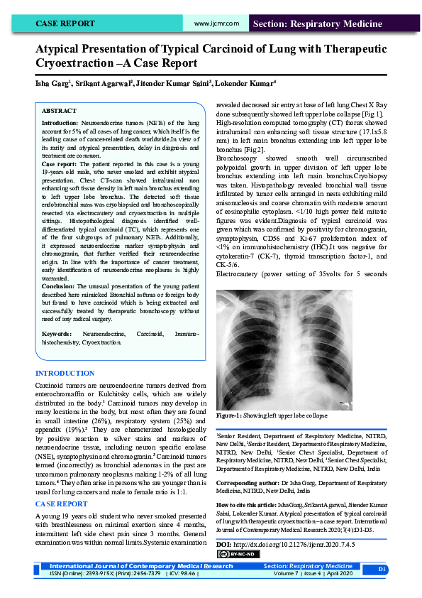 (PDF) Atypical Presentation of Typical Carcinoid of Lung with ...