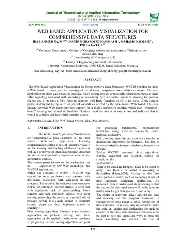 (PDF) Web based application visualization for comprehensive data structures