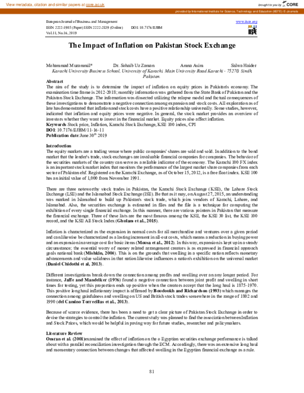 (PDF) The Impact of Inflation on Pakistan Stock Exchange