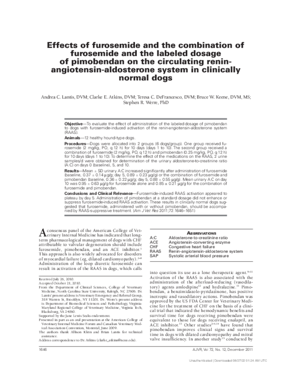 (PDF) Effects of furosemide and the combination of furosemide and the ...