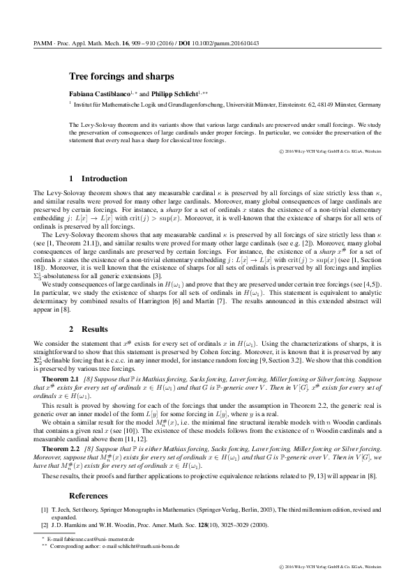 (PDF) Tree forcings and sharps