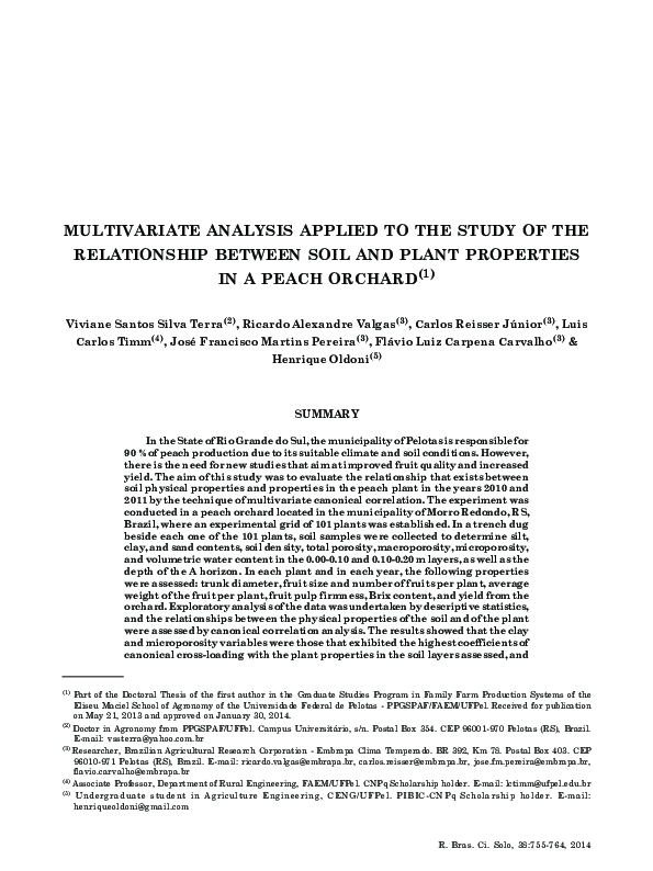 (PDF) Multivariate analysis applied to the study of the relationship ...
